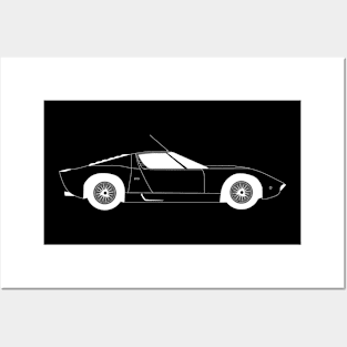 Lambo Miura White Outline Posters and Art